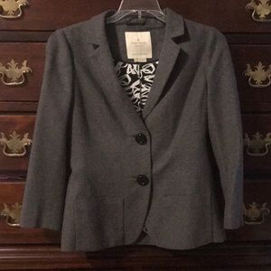 Kate Spade Grey Wool Blazer Bow Back Detail Sz 2